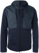 Stone Island Panelled Hooded Jacket, Men's, Size: Large, Blue, Polyester/cotton/polyurethane Resin