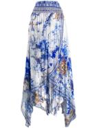 Camilla Printed Asymmetric Palazzo Trousers - White