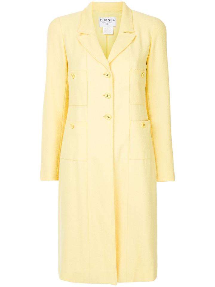 Chanel Vintage Multi-pockets Midi Coat - Yellow & Orange