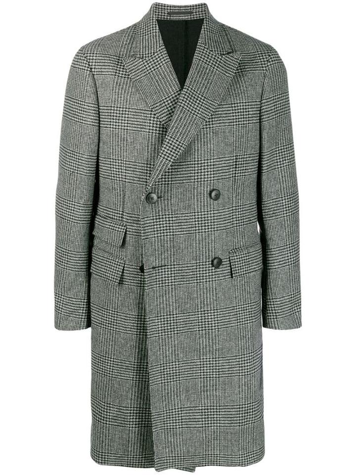 Z Zegna Check Print Coat - Black