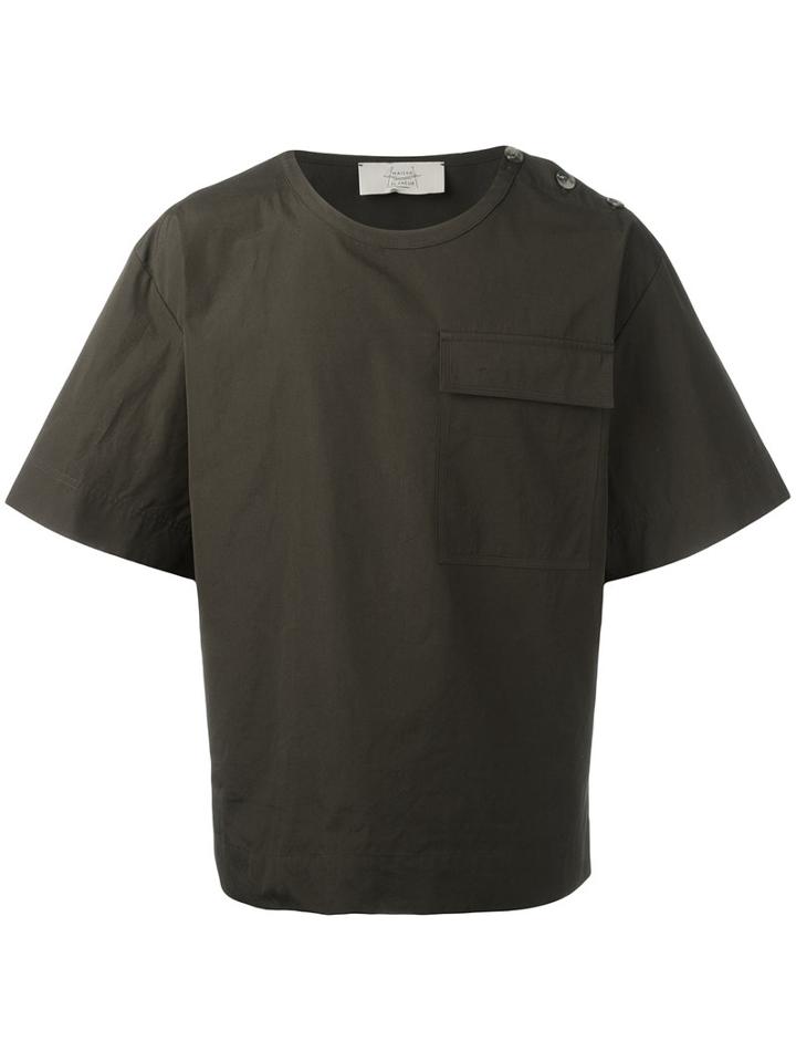 Maison Flaneur Flap Pocket Boxy T-shirt, Men's, Size: 50, Green, Cotton
