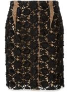 Lanvin Floral Lace Skirt, Women's, Size: 42, Black, Silk/polyester/cotton/viscose