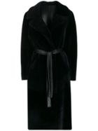 Blancha Oversized Belted Fur Coat - Blue