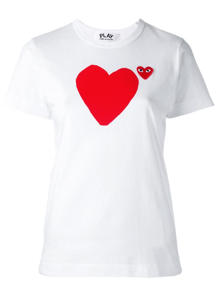 Comme Des Garçons Play 'heart' Print T-shirt - White