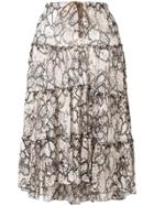 See By Chloé Tiered Snake-print Midi Skirt - Nude & Neutrals