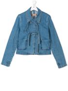No21 Kids Teen Tie-up Denim Jacket - Blue