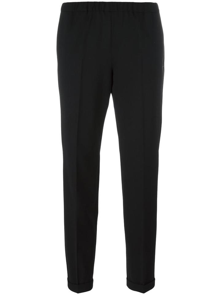 Alberto Biani Pleated Tapered Trousers, Women's, Size: 46, Black, Cotton/spandex/elastane/virgin Wool
