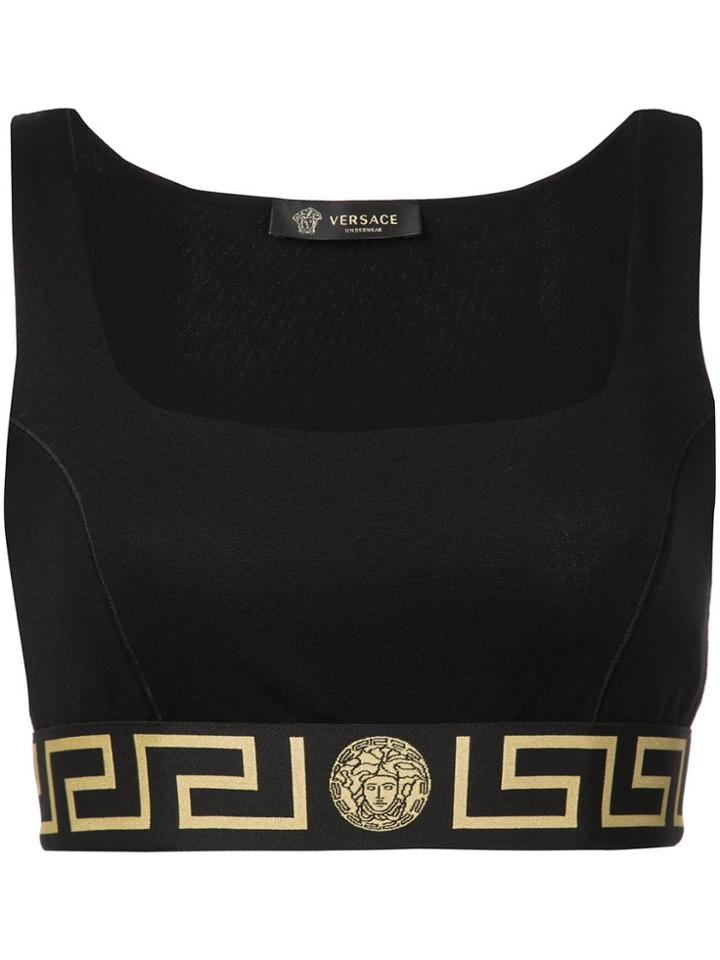 Versace Greca Trim Gym Bra - Black