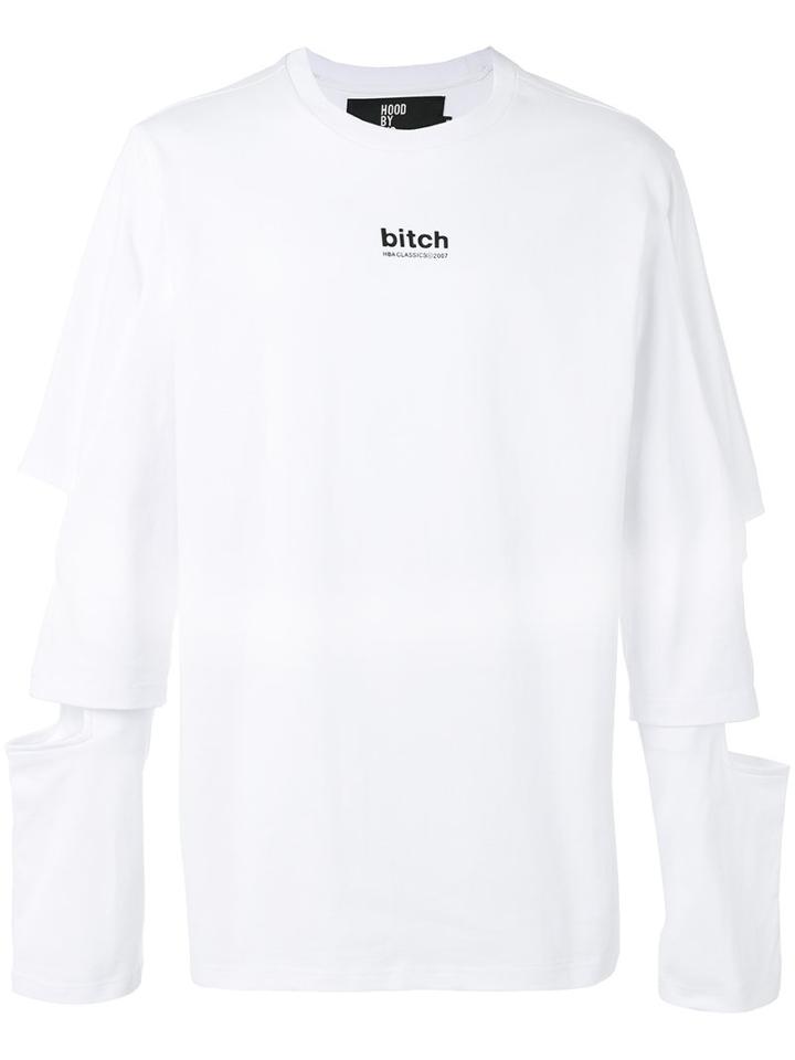 Hood By Air Cutout Sleeve T-shirt, Men's, Size: Small, White, Cotton