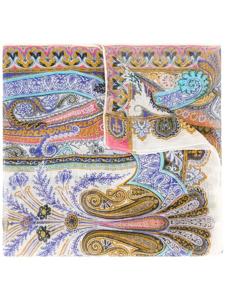 Etro - Sciarpa Dhely Scarf - Women - Silk/linen/flax - One Size, Women's, Nude/neutrals, Silk/linen/flax