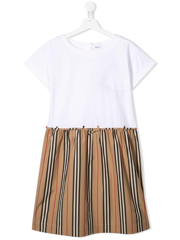 Burberry Kids Icon Stripe Dress - White