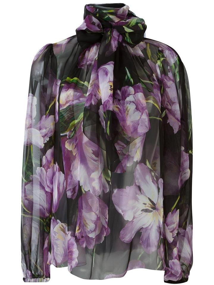 Dolce & Gabbana Tulip Print Sheer Blouse