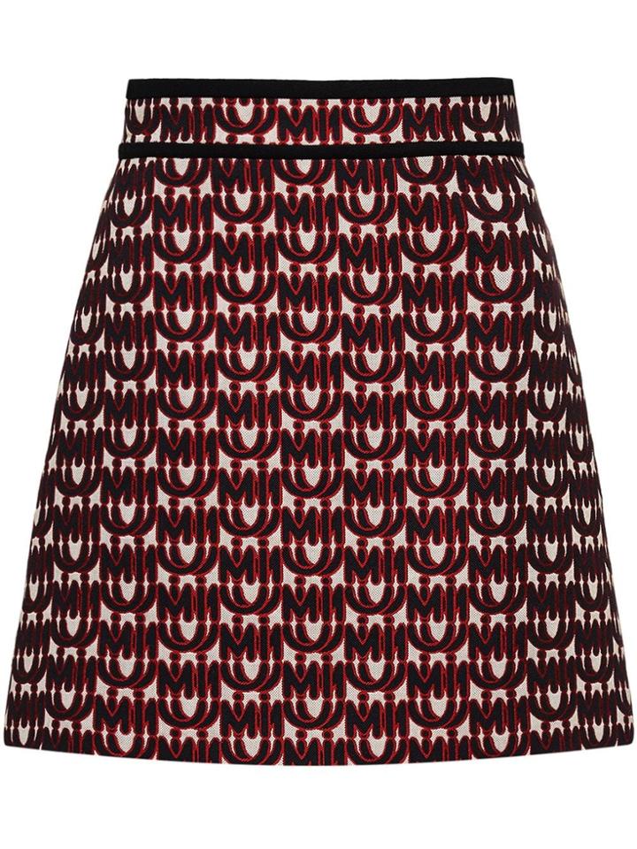 Miu Miu Jacquard Skirt With Logo Print - Red