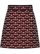 Miu Miu Jacquard Skirt With Logo Print - Red