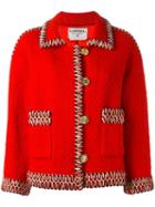 Chanel Vintage Contrast Trim Boucle Jacket, Women's, Size: 40, Red