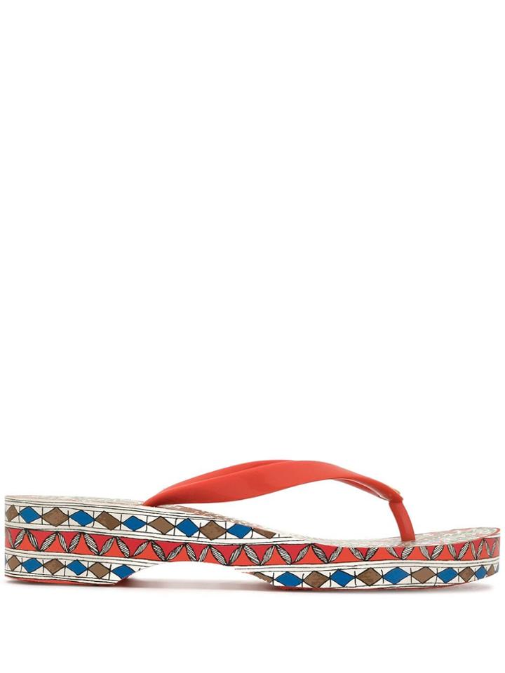 Tory Burch Cut-out Wedge Flip Flops - Multicolour