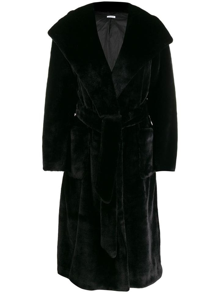 P.a.r.o.s.h. Belted Faux-fur Coat - Black