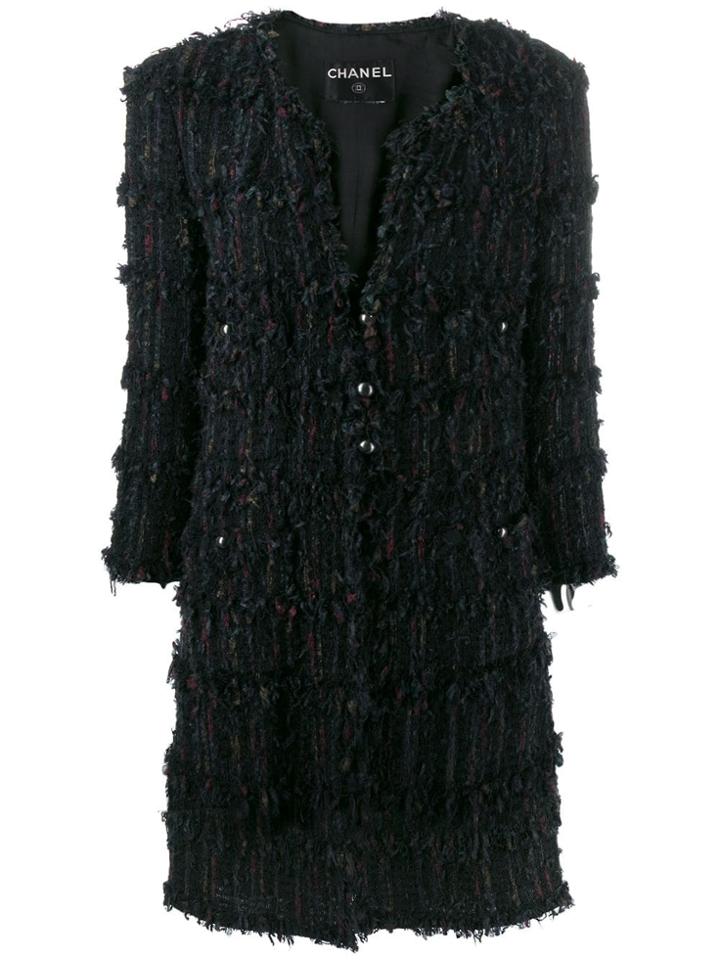 Chanel Pre-owned Woven Midi Coat - Black