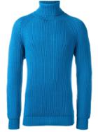 Lc23 Cable Knit Turtleneck Jumper, Men's, Size: Small, Blue, Merino