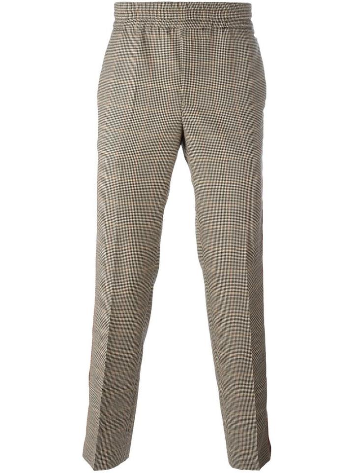 Palm Angels Houndstooth Print Pants, Men's, Size: 46, Nude/neutrals, Polyester/viscose/wool/metal