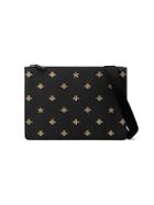 Gucci Bee Star Leather Messenger - Black
