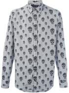 Alexander Mcqueen Skulls And Stripes Print Shirt, Men's, Size: 39, Black, Cotton