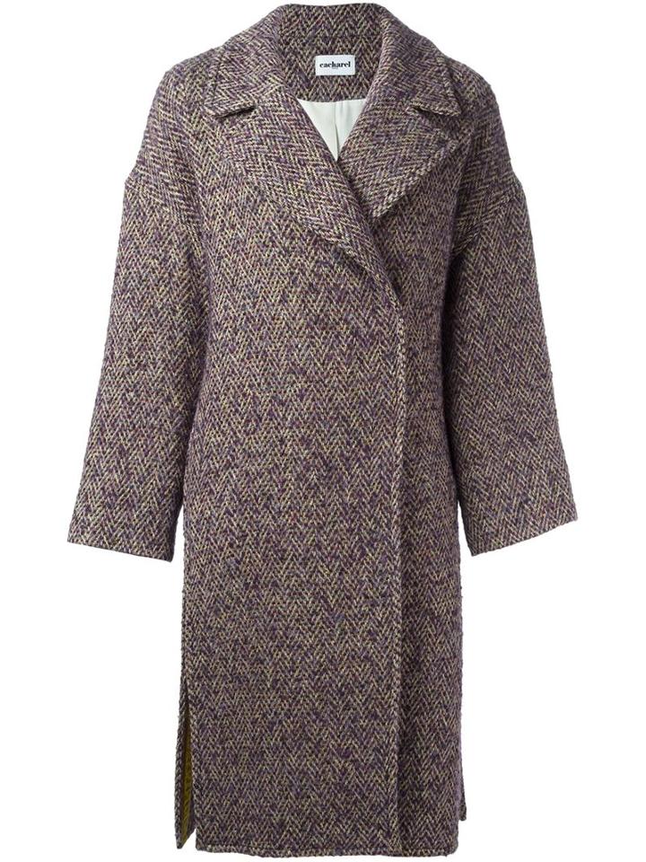 Cacharel Single Breasted Tweed Coat, Women's, Size: 38, Red, Acrylic/polyester/wool/alpaca