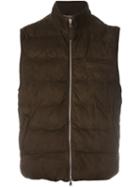 Eleventy Padded Gilet, Men's, Size: 50, Brown, Suede/cotton/polyester