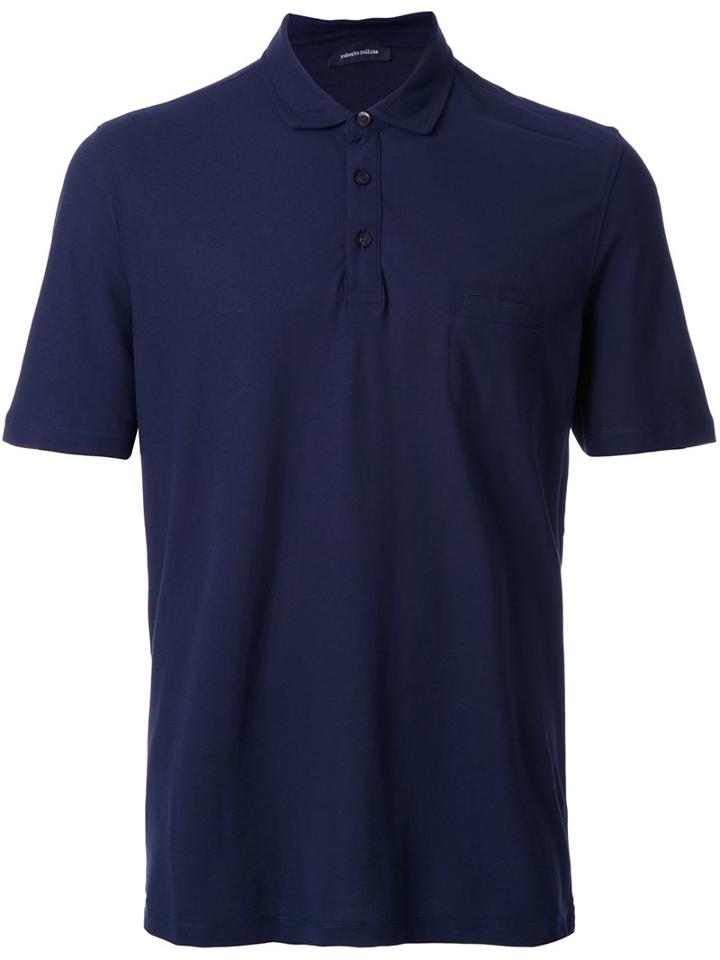 Roberto Collina 'mini Pocket' Polo Shirt, Men's, Size: 52, Blue, Cotton