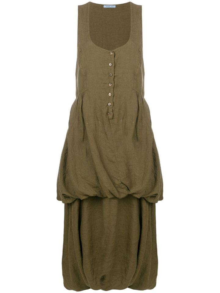 Prada Vintage Tiered Sleeveless Dress - Green