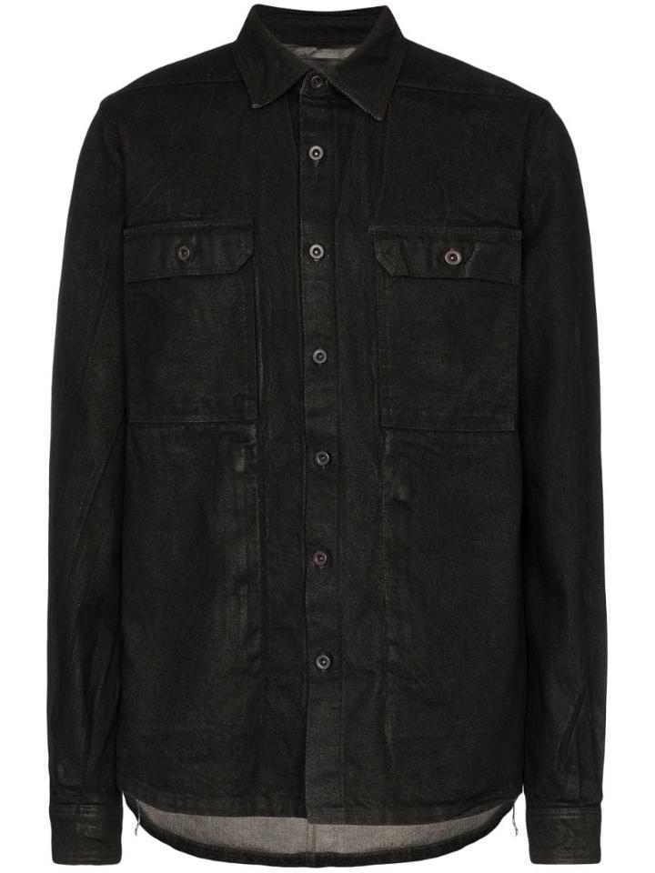 Rick Owens Drkshdw Waxed Cotton Shirt Jacket - Black