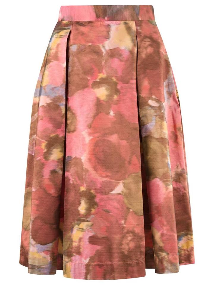 Gloria Coelho Printed Midi Skirt, Women's, Size: 38, Yellow/orange, Silk