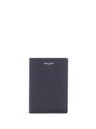 Saint Laurent Pebbled Leather Passport Wallet - Blue