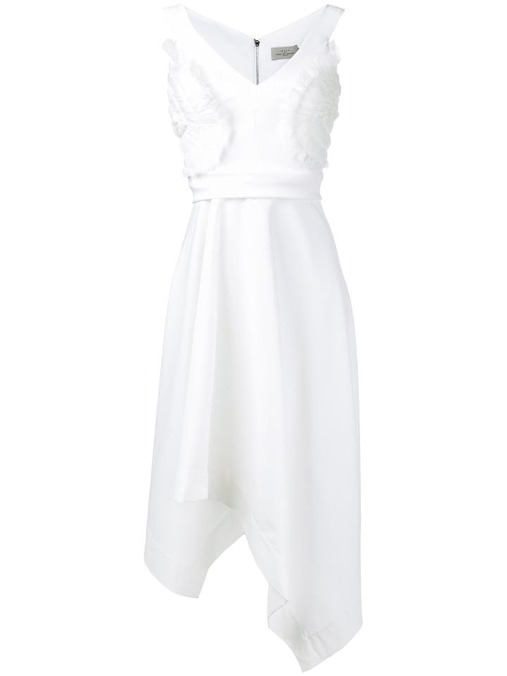 Preen By Thornton Bregazzi Ruffle Appliquée Asymmetric Dress - White