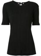 Sacai Ribbed Lace-back T-shirt, Women's, Size: Medium, Black, Cotton