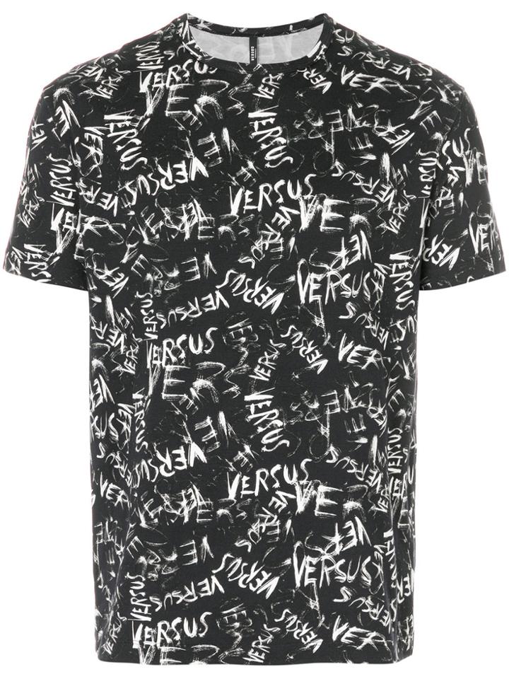 Versus All-over Logo Print T-shirt - Black