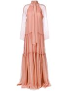 Alberta Ferretti Panelled Ruffle Maxi Dress - Pink & Purple