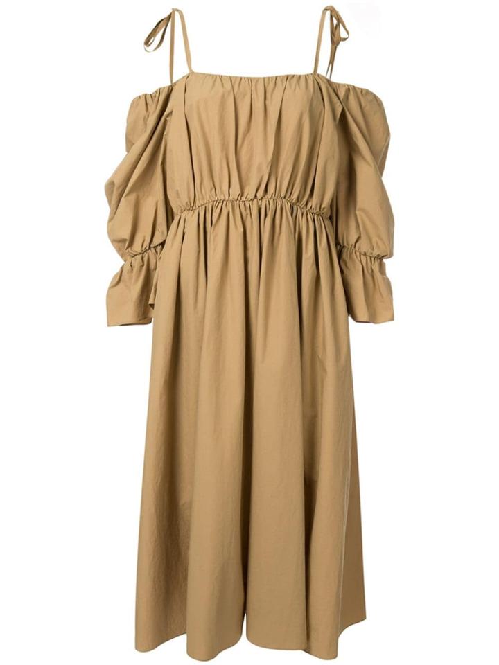 Goen.j Voluminous Shape Gathered Dress - Brown