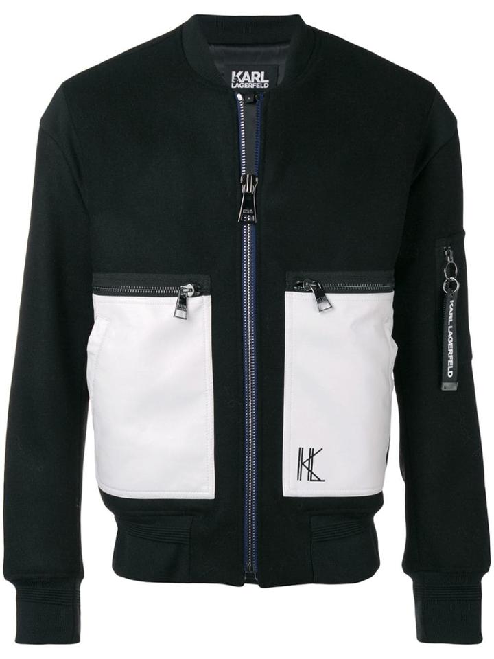 Karl Lagerfeld Leather Pocket Bomber - Black