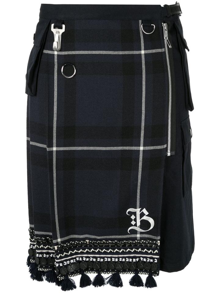Undercover Asymmetric Tartan Shorts - Blue
