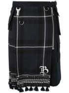 Undercover Asymmetric Tartan Shorts - Blue