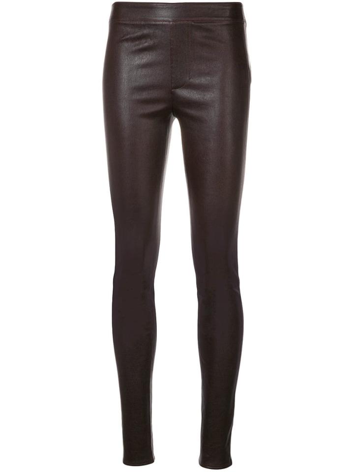 Helmut Lang Leather Skinny Pants - Pink & Purple