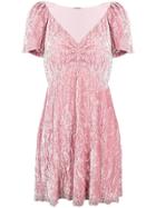 Miu Miu Crushed Velvet Ruched Day Dress - Pink & Purple