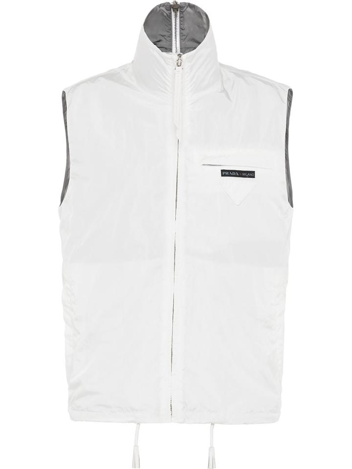 Prada High Collar Gilet - White