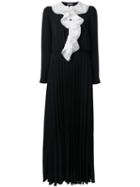 Dalood Frill Neck Pleated Dress, Women's, Size: 38, Black, Silk/polyester