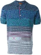 Missoni Digital Print Polo Shirt, Men's, Size: 48, Blue, Cotton