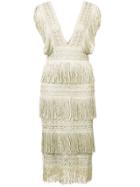 Patbo Deep V-neck Fringed Dress - Nude & Neutrals