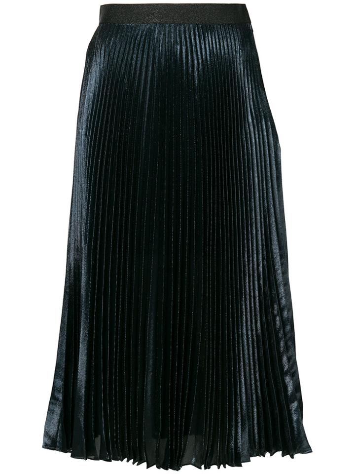 Christopher Kane Dna Lamé Pleated Skirt - Blue