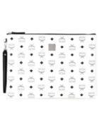Mcm Logo Print Zip Clutch Bag