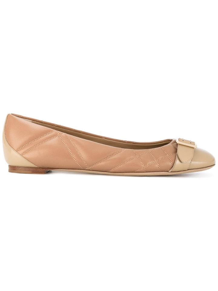 Burberry Quilted Ballerinas - Nude & Neutrals